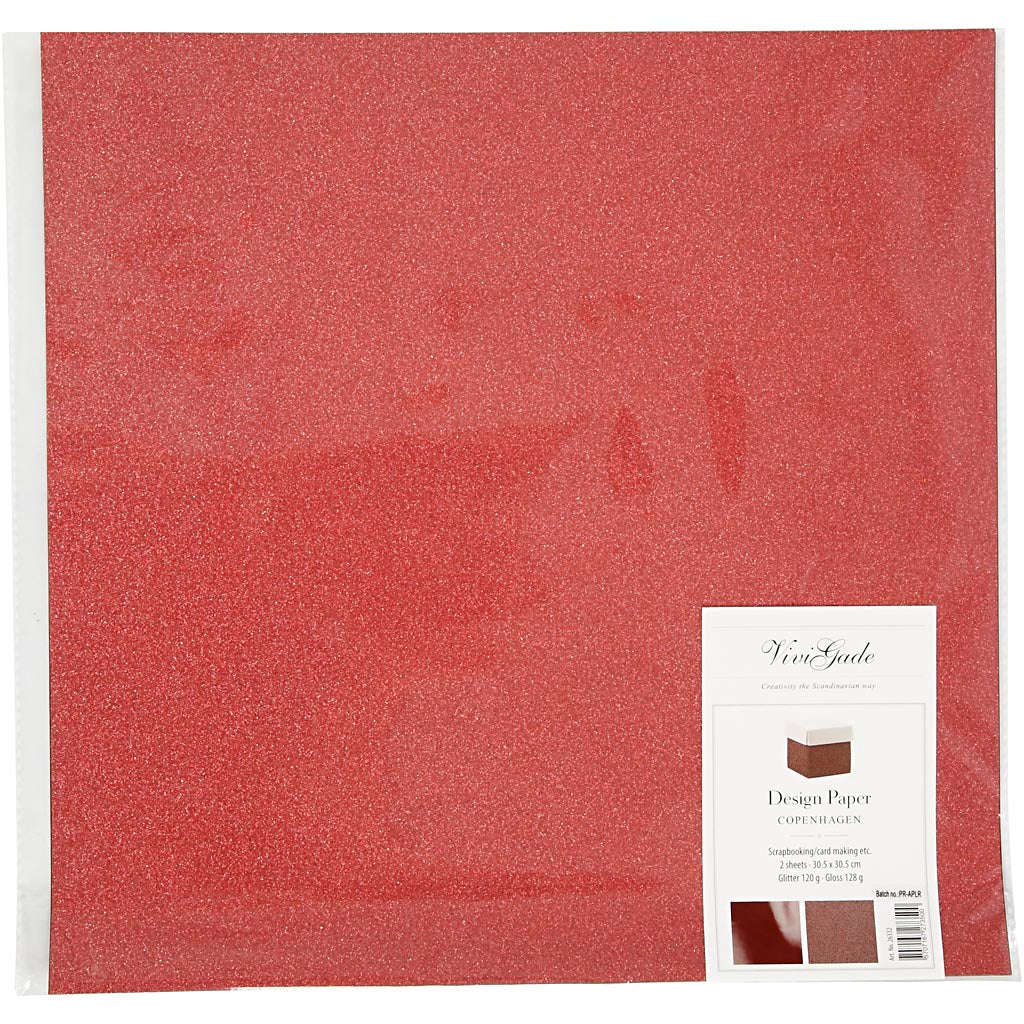 Design Paper, sheet 30,5x30,5 cm, 120+128 g, red, 2 sheet/ 1 pack [HOB-26332]