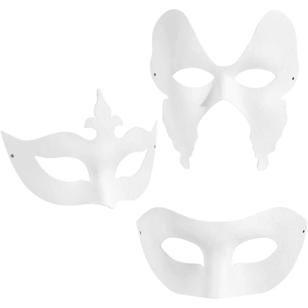 Masks, H: 10-20 cm, W: 18-20 cm, white, 3x4 pc/ 1 pack [HOB-26356]