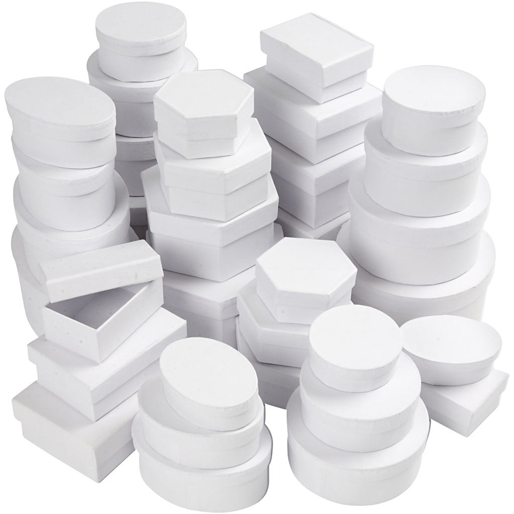 Boxes, dia. 5,5-16 cm, Content may vary , white, 168 asstd./ 1 pack [HOB-26417]