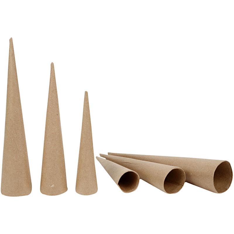 Tall Cones, H: 20-25-30 cm, dia. 4-5-6 cm, 3 pc/ 1 pack [HOB-265050]