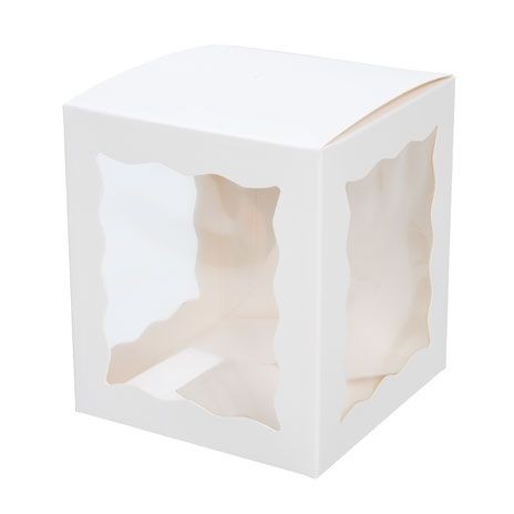 Kraft Gift Boxes White with 3 windows 10.2x10.2x11.7cm (25 pieces) [WGWG349]