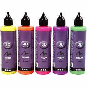 3D Liner, neon colours, 5x100 ml/ 1 pack [HOB-30387]