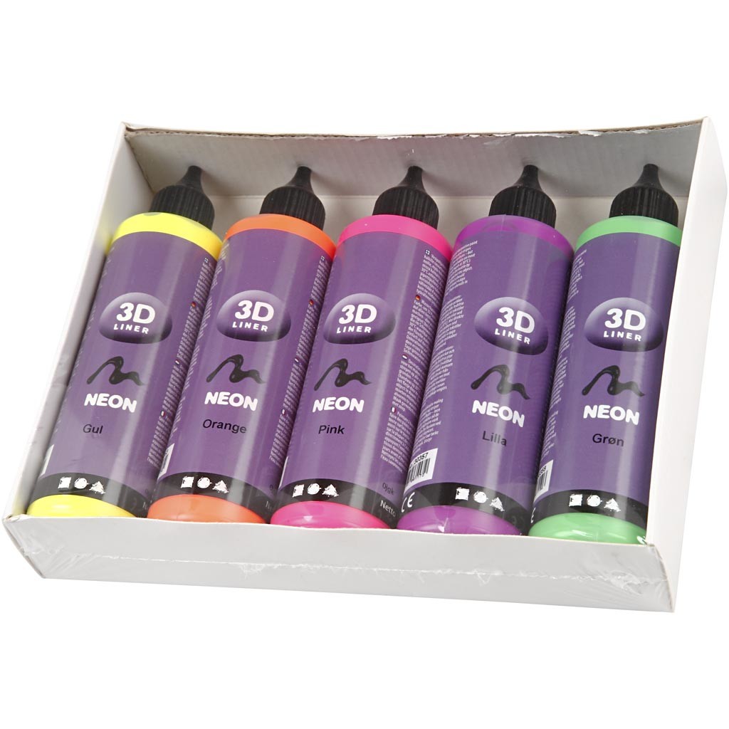 3D Liner, neon colours, 5x100 ml/ 1 pack [HOB-30387]