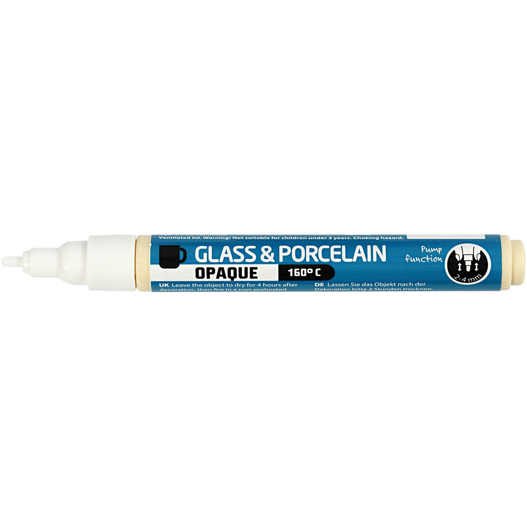 Glass and Porcelain Marker, line 2-4 mm, opaque, white, 1 pc [HOB-31320]