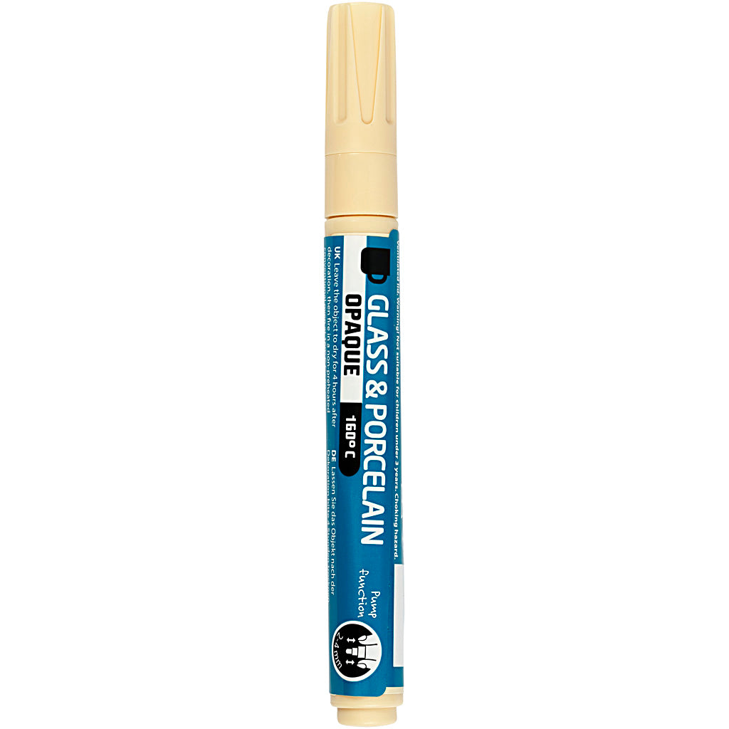 Glass and Porcelain Marker, line 2-4 mm, opaque, cream