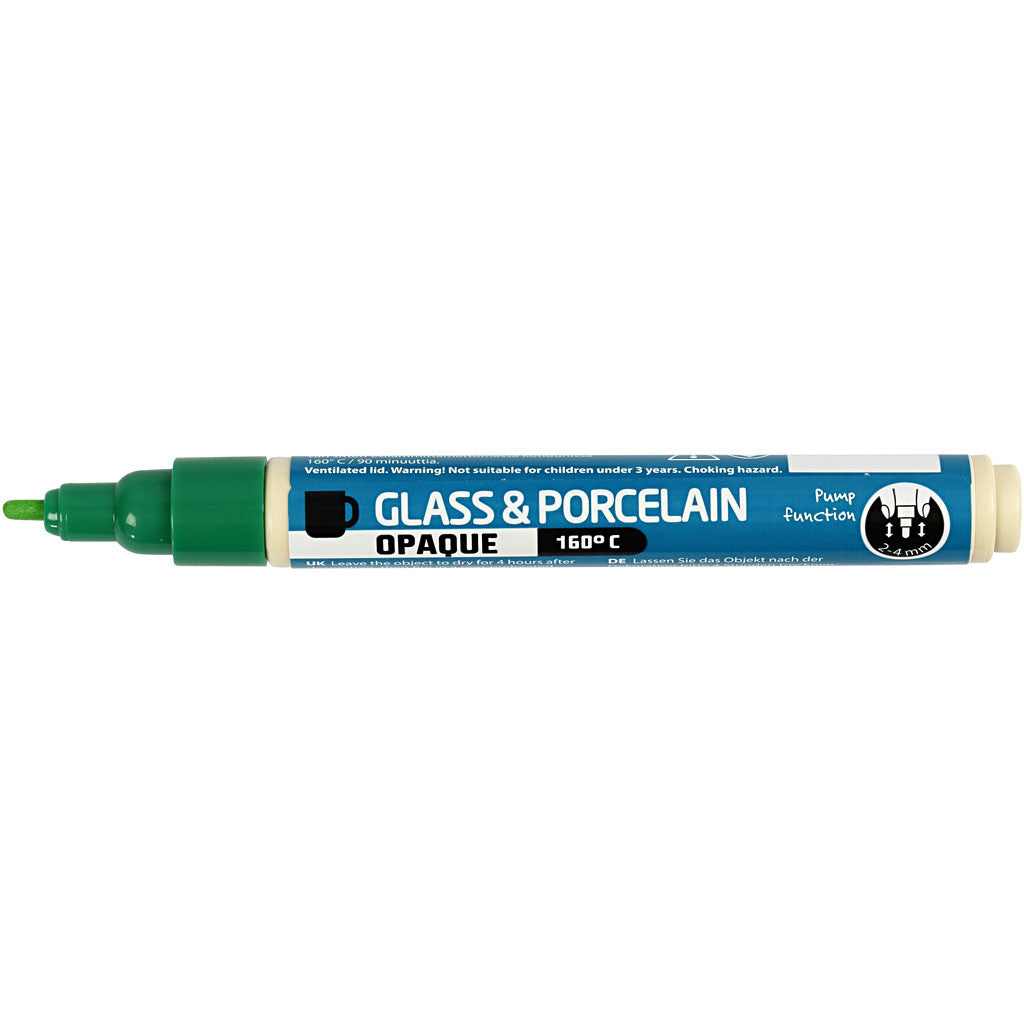 Glass and Porcelain Marker, line 2-4 mm, opaque, green, 1 pc [HOB-31330]