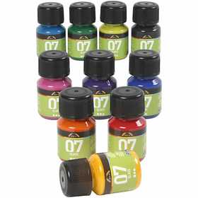A-Color Glass Paint, assorted colours, 10x30 ml/ 1 pack [HOB-31396]