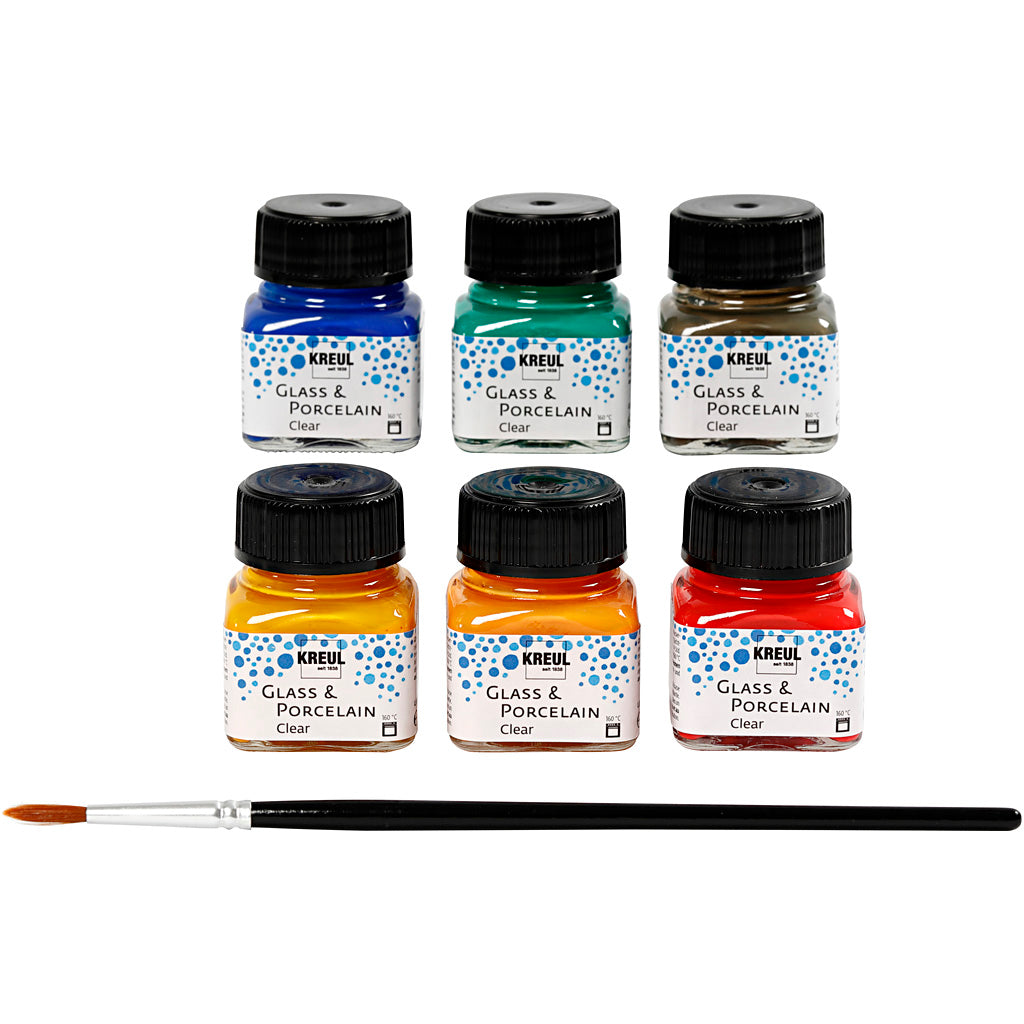 Glass & Porcelain Paint, assorted colours, 6x20 ml