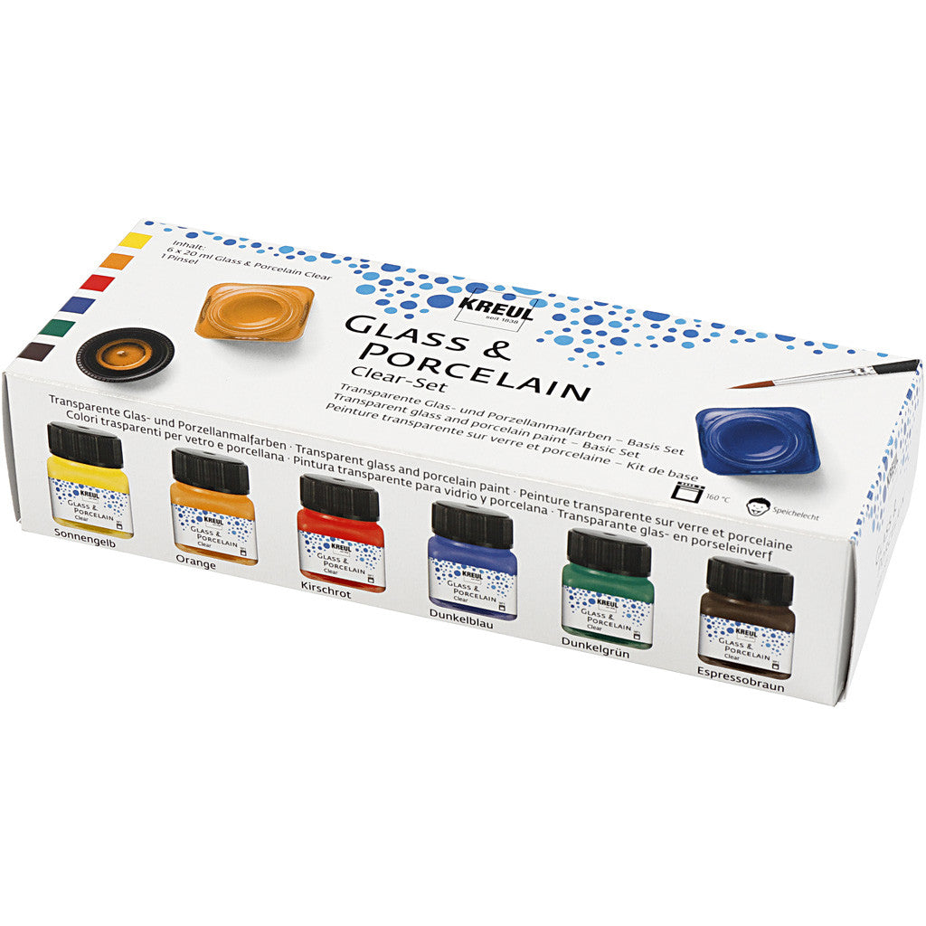 Glass & Porcelain Paint, assorted colours, 6x20 ml/ 1 pack [HOB-31406]