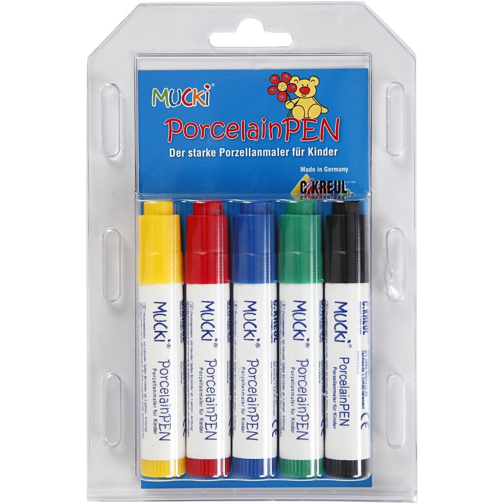 Mucki Glas- og porcelænstusch, line 2-5 mm, assorted colours, 5 pc/ 1 pack [HOB-31655]