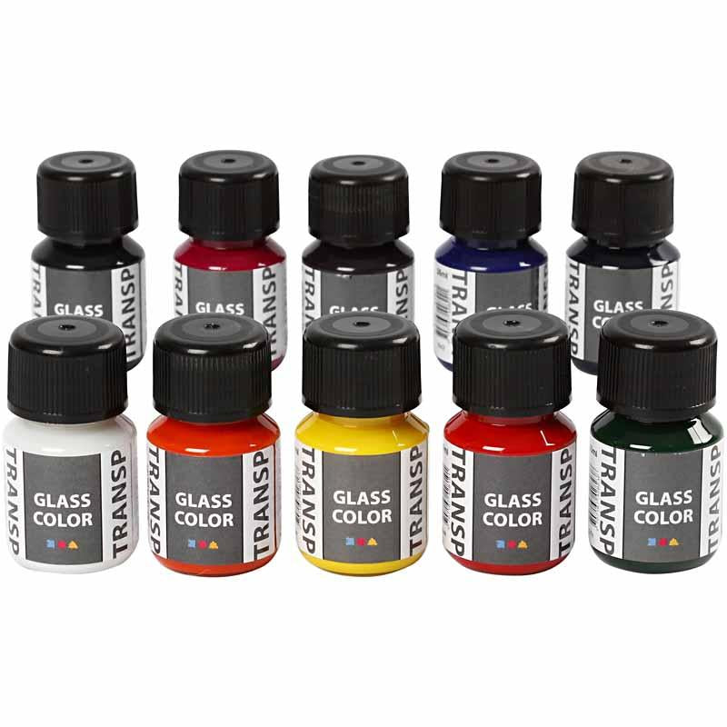Glass Color Transparent, assorted colours, 10x30 ml/ 1 pack [HOB-31680]