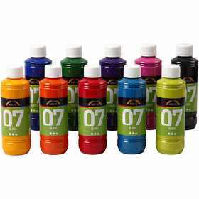 A-Color Glass Paint, assorted colours, 10x250 ml/ 1 pack [HOB-31796]