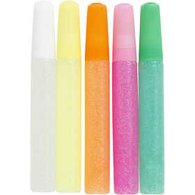 Glitter Glue, pastel colours, 5x10 ml/ 1 pack [HOB-31809]