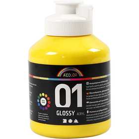 Acrylic Paint Glossy, primary yellow, 500 ml/ 1 bottle [HOB-32006]