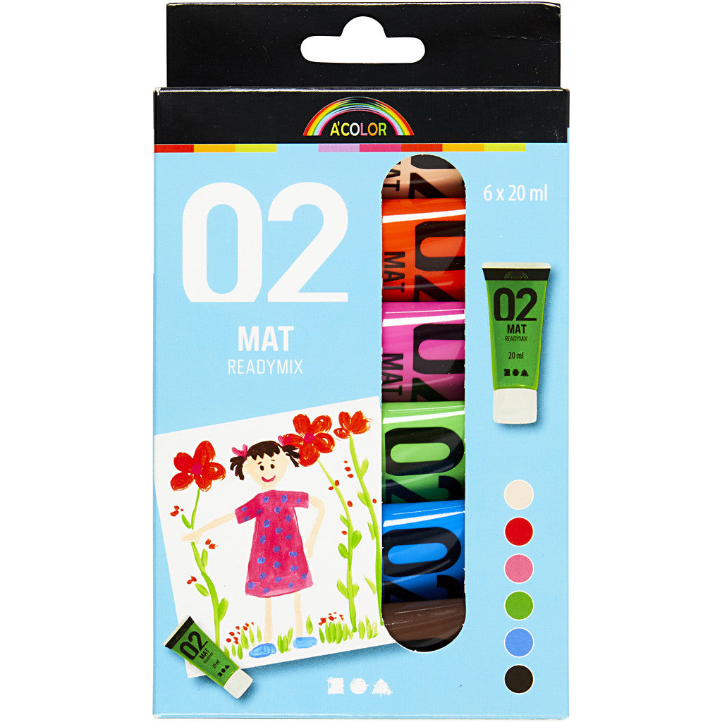 Acrylic Paint Matte, additional colours, 6x20 ml/ 1 pack [HOB-32105]
