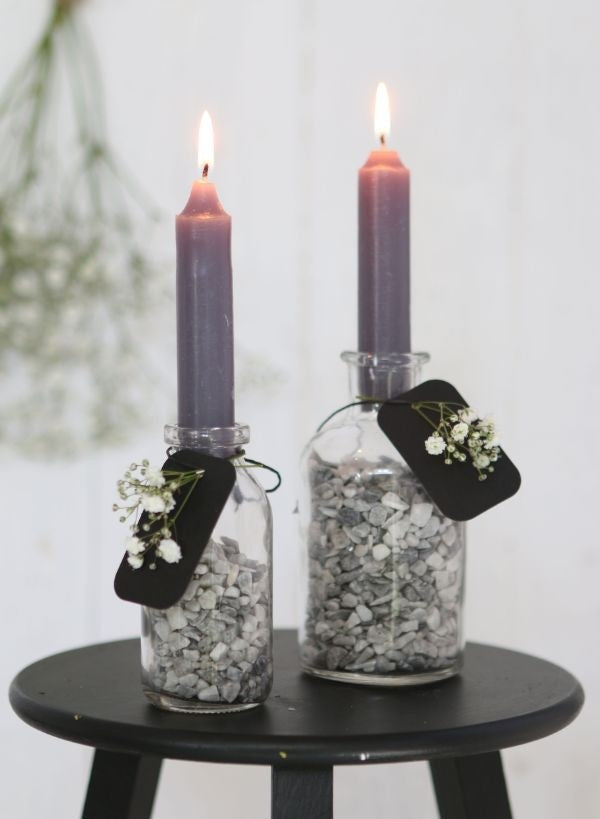 Candle tapered Grey 11cm tall (set of 7 pcs) [IFS-32166]
