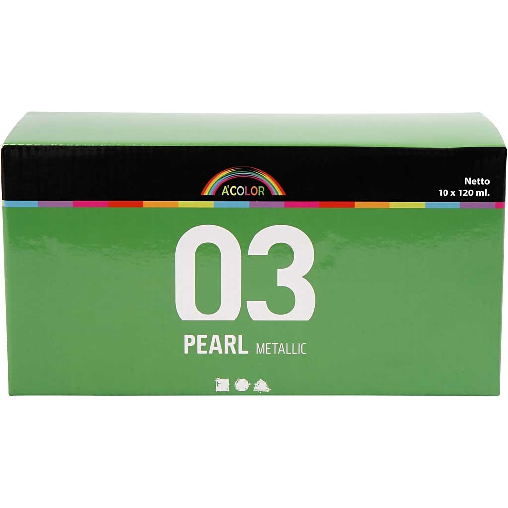 Acrylic Paint Metallic, metallic, assorted colours, 10x120 ml/ 1 pack [HOB-32201]