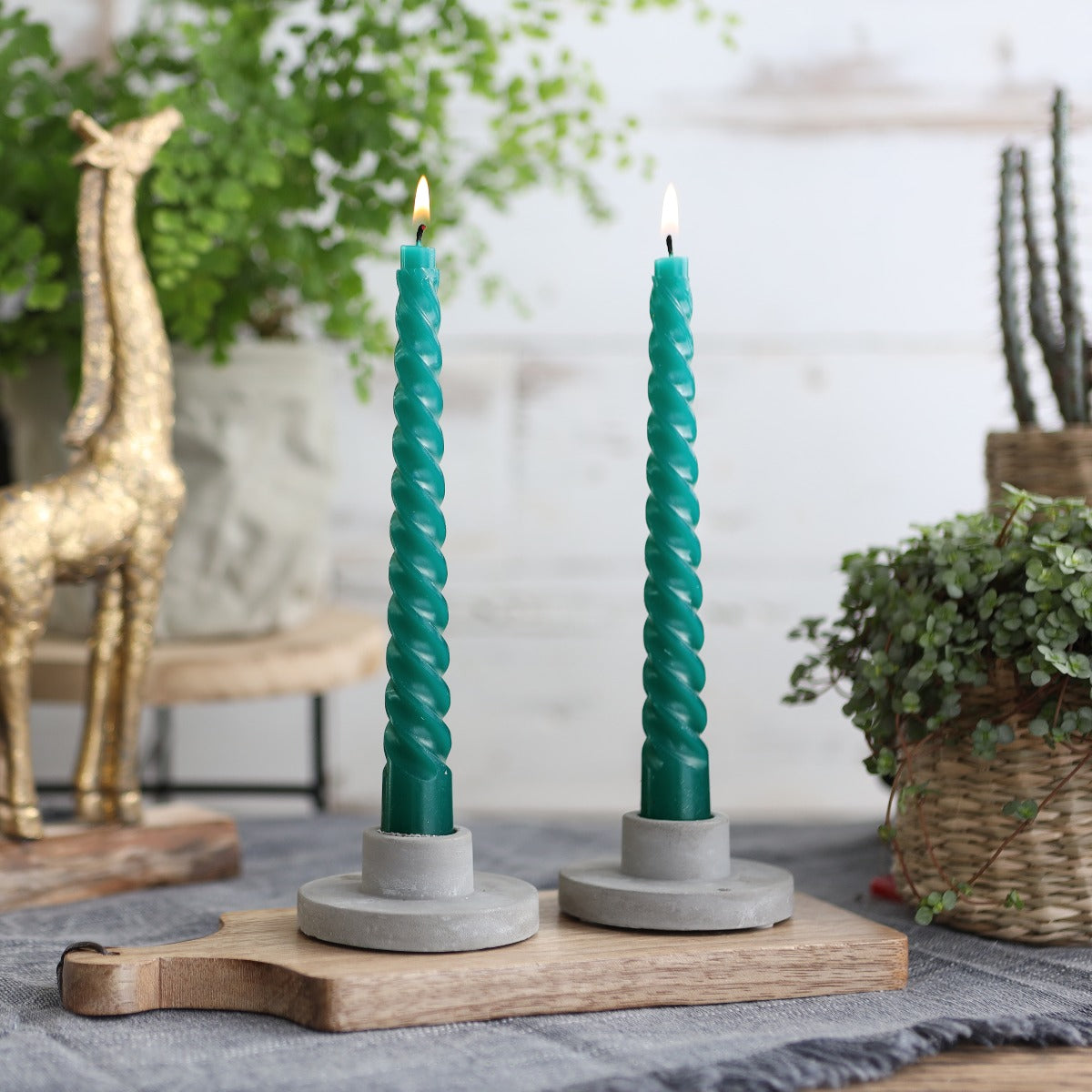 Candles twisted blue-green 19cm high (4 pcs.) [IFS-32241]