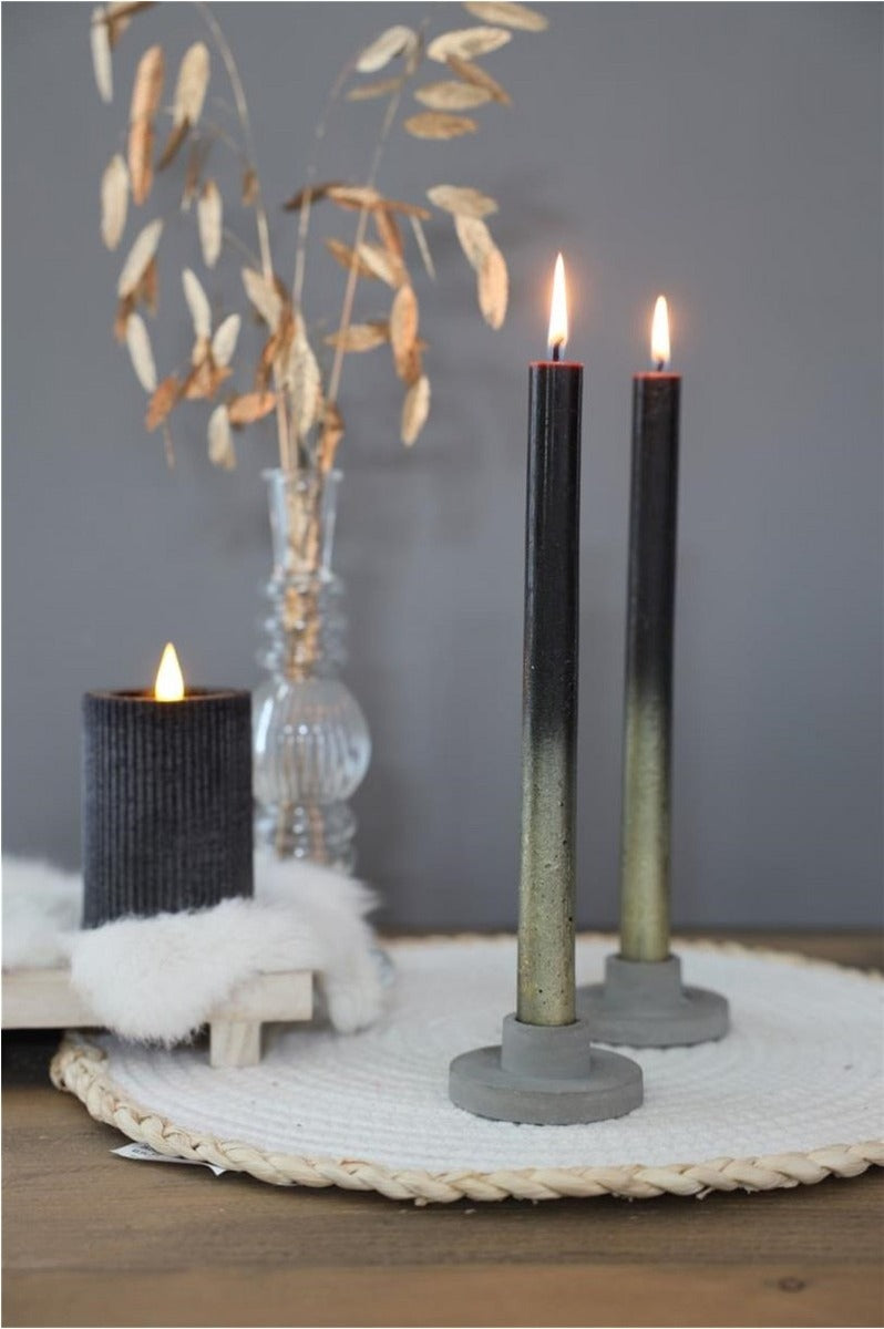 Dinner Candles Black with Gold Spray Ø2.1/h. 25cm (1 set) [IFS-32318]