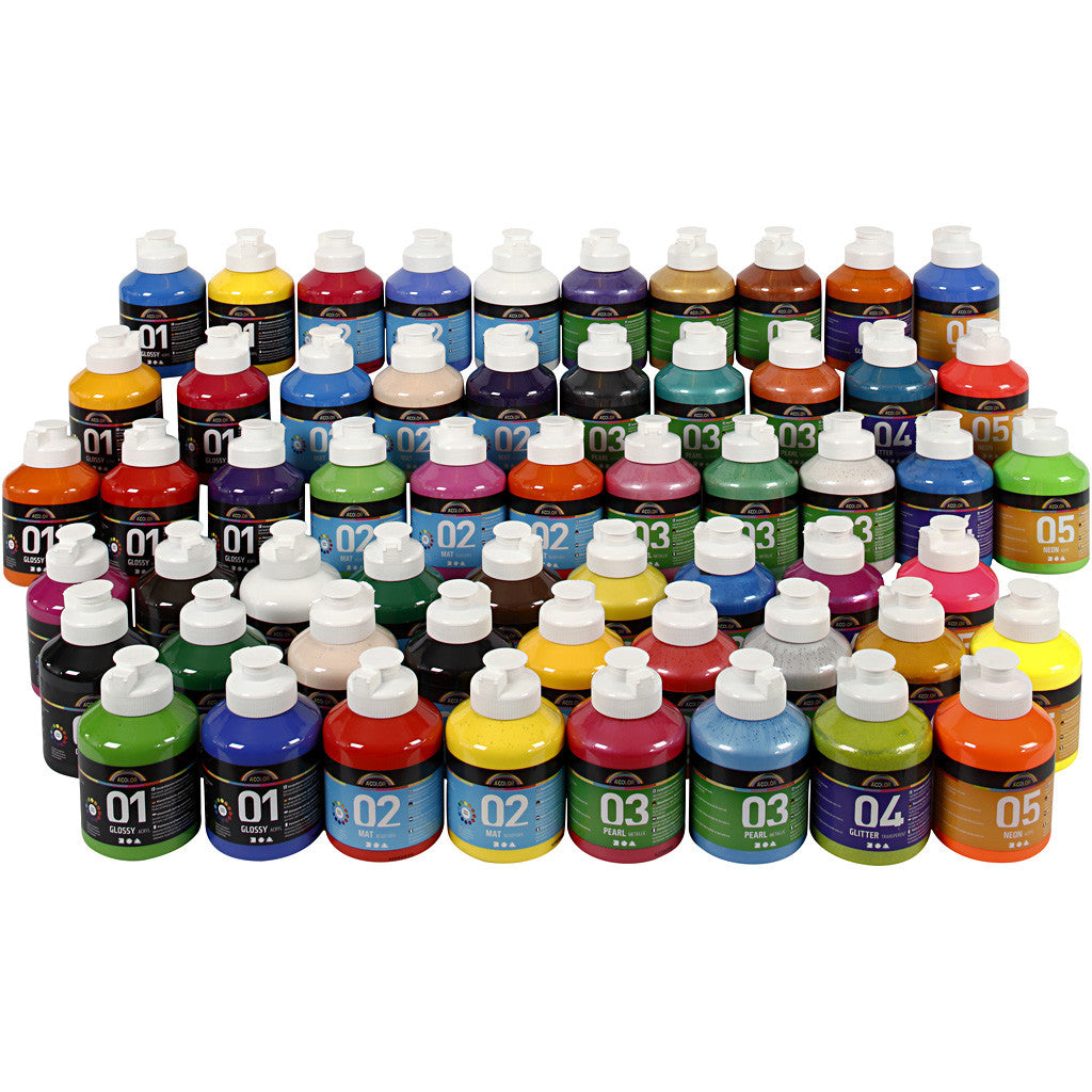 Acrylic Paint, assorted colours, 57x500 ml/ 1 pack [HOB-32599]