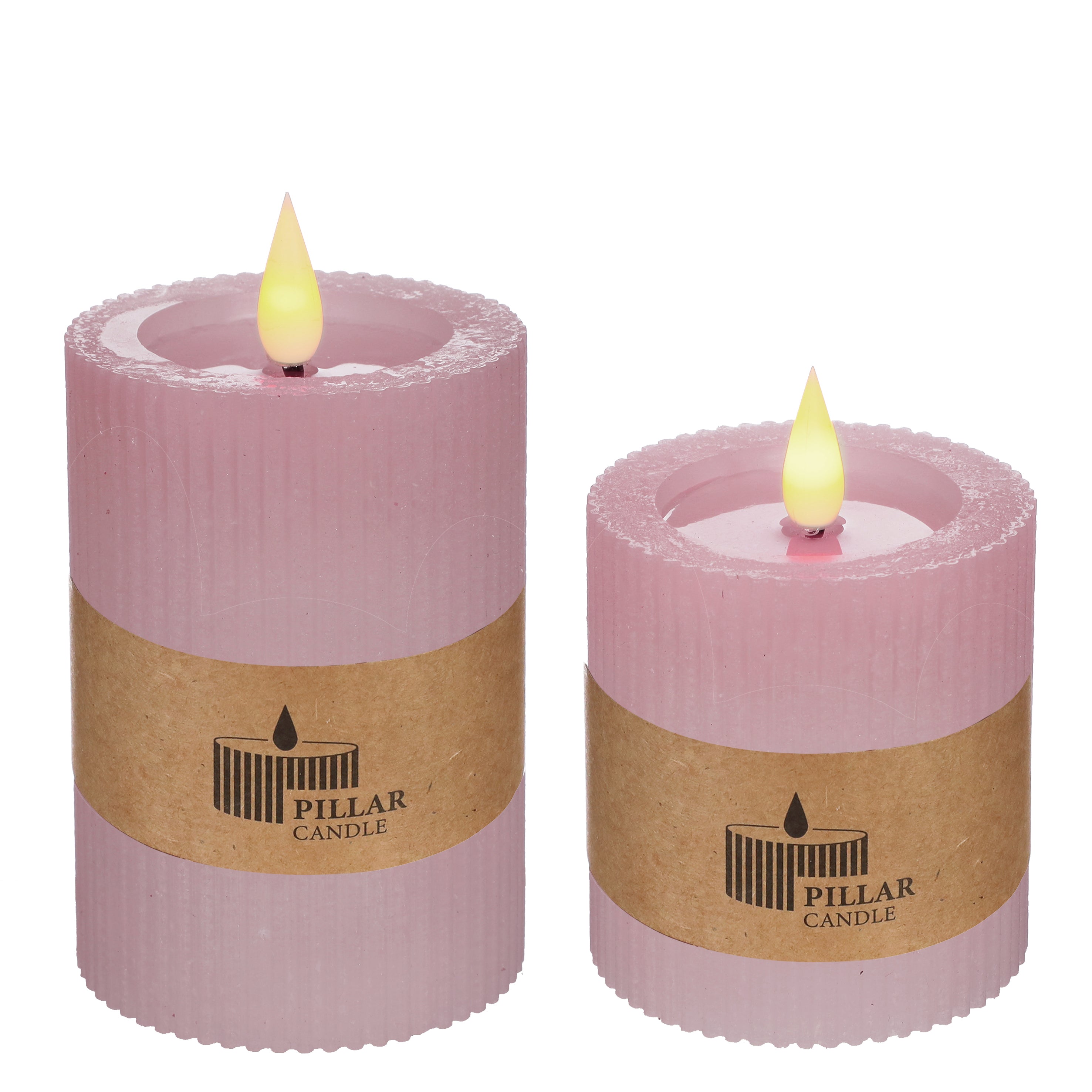 LED Rustic pillar candle Ø7 h.10 cm pink (1 pc) [IFS-32624]