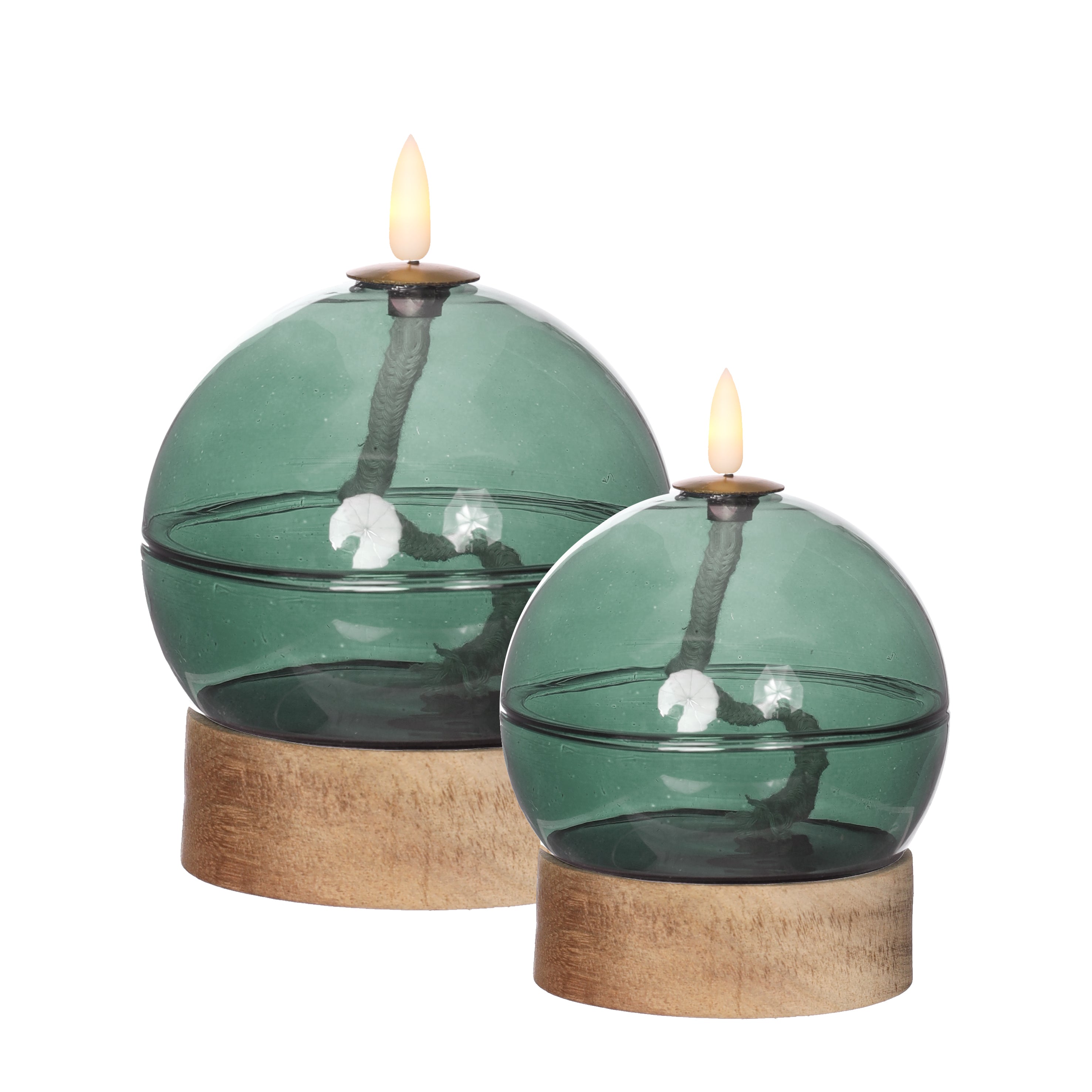 Led oil lamp h16,5 Ø12 cm dark green (1 pc) [IFS-32819]