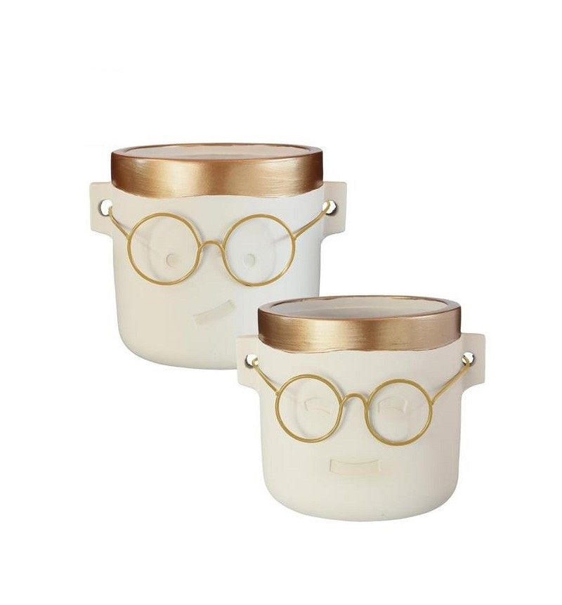 Plant pot  with glasses Gold 2 ass. Ø10 h:10 cm (6 Pcs)