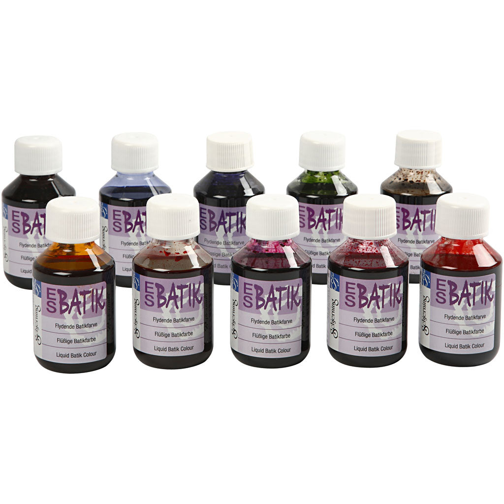 Batik Dye, assorted colours, 10x100 ml/ 1 pack [HOB-33341]