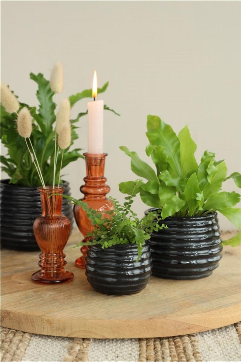 Pot Black Anthracite Rise Ø13 x h: 15,5 cm (4 Pcs) [IFS-33975]