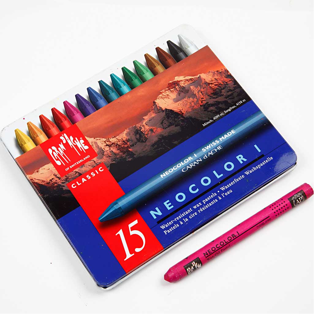 CARAN D’ACHE Neocolor I Crayons, L: 10 cm, thickness 8,5 mm, white (001), 10 pc/ 1 pack [HOB-34020]