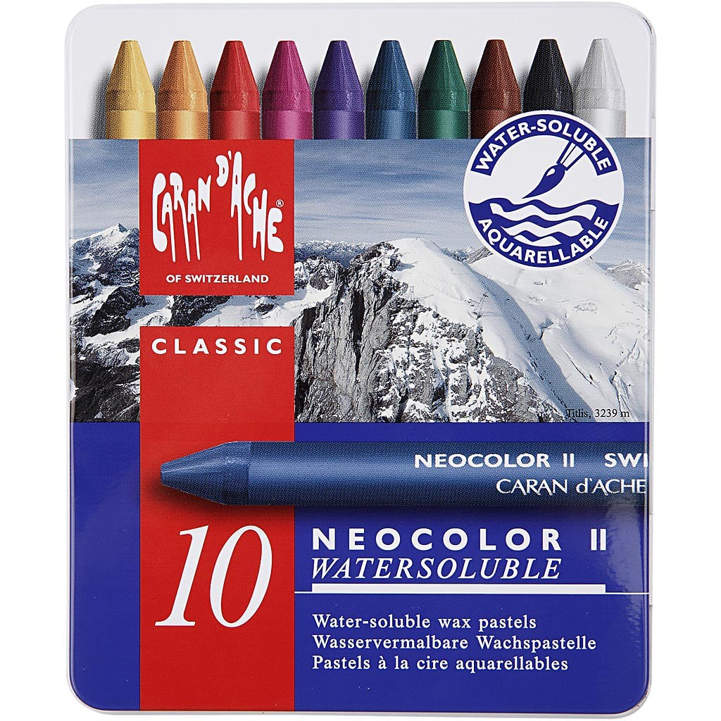 CARAN D’ACHE Neocolor II, L: 10 cm, thickness 8,5 mm, assorted colours, 10 pc/ 1 pack [HOB-34040]