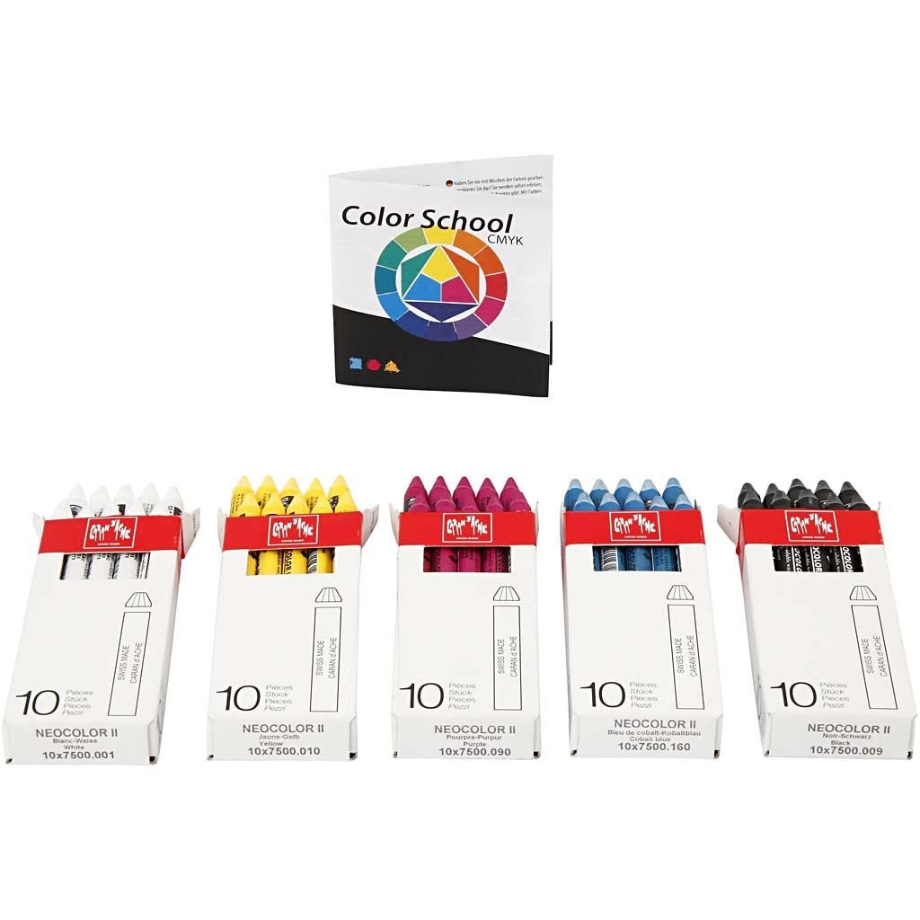 CARAN D’ACHE Neocolor II, L: 10 cm, thickness 8,5 mm, assorted colours, 5x10 pc/ 1 pack [HOB-34049]