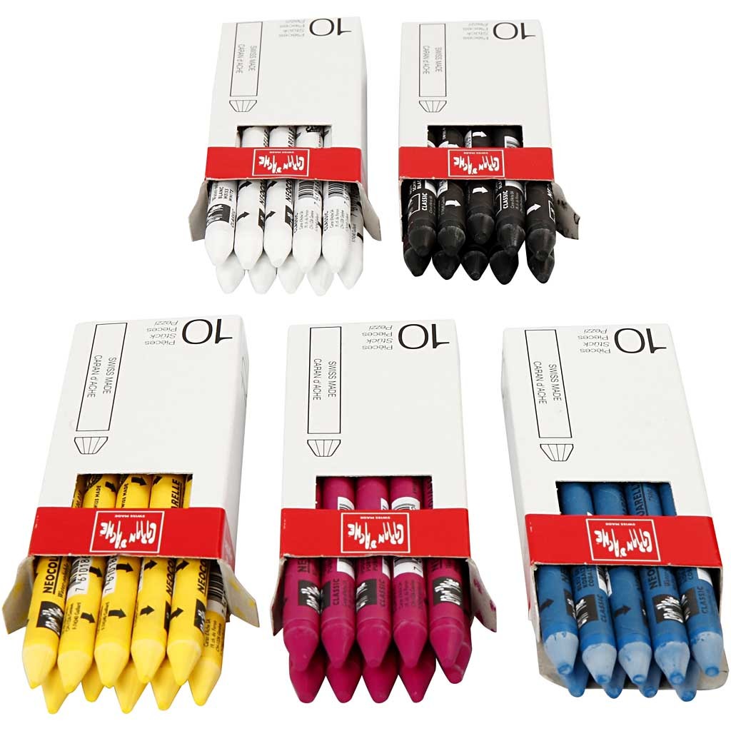 CARAN D’ACHE Neocolor II, L: 10 cm, thickness 8,5 mm, assorted colours, 5x10 pc/ 1 pack [HOB-34049]