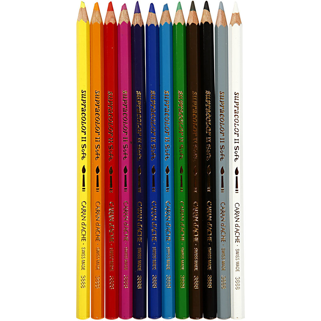 CARAN D’ACHE Supracolor II, L: 17 cm, lead 3.8 mm, assorted colours, 12 pc/ 1 pack [HOB-34096]