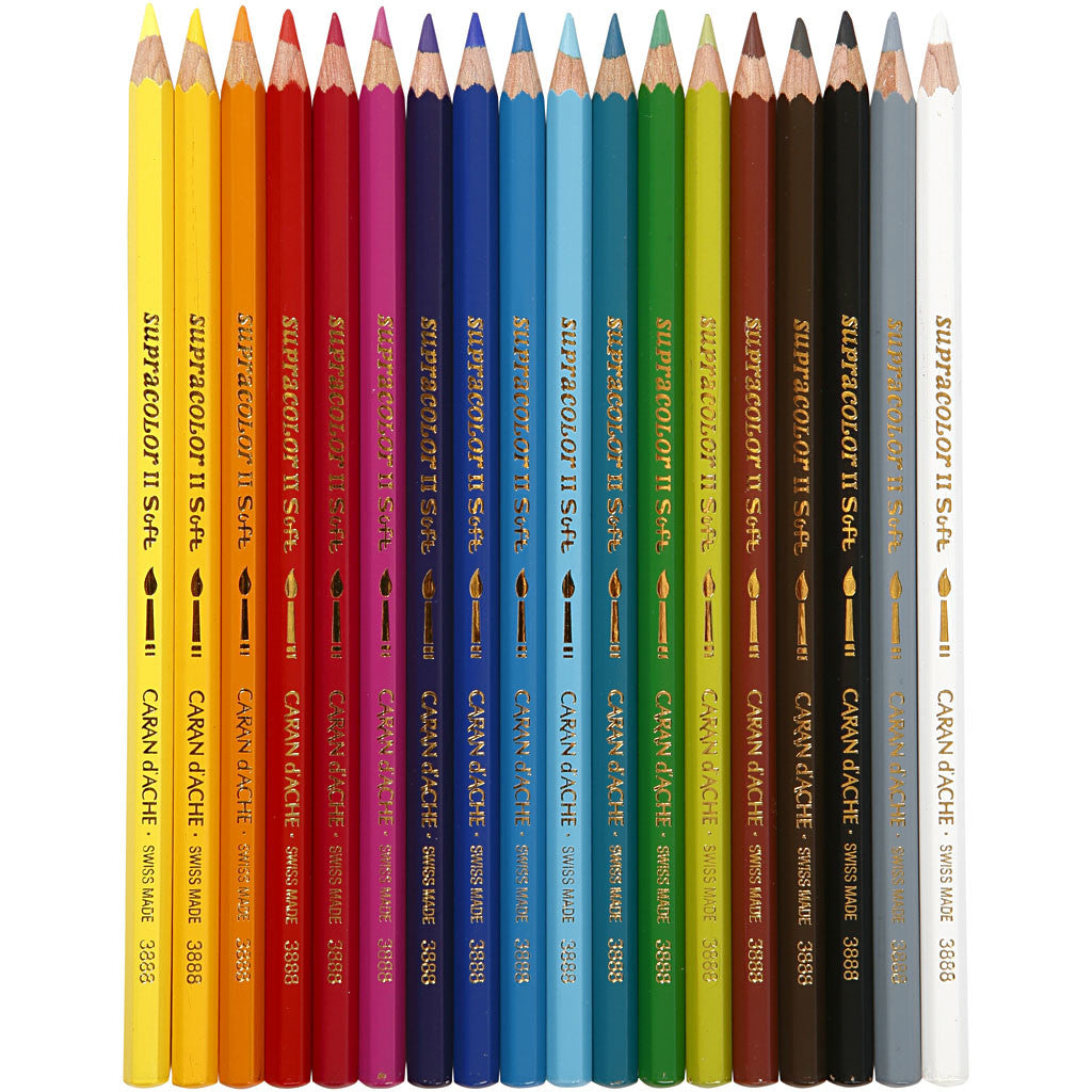 CARAN D’ACHE Supracolor II, L: 17 cm, lead 3.8 mm, assorted colours, 18 pc/ 1 pack [HOB-34097]