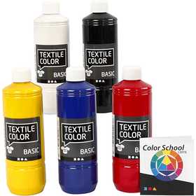 Textile Color, primary colours, 5x500 ml/ 1 pack [HOB-34156]
