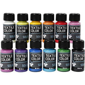 Textile Solid, opaque, assorted colours, 12x50 ml/ 1 pack [HOB-34199]