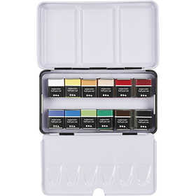 Art Watercolour, ½-pan, size 10x15x20 mm, standard colours, 12 colour/ 1 pack [HOB-34244]