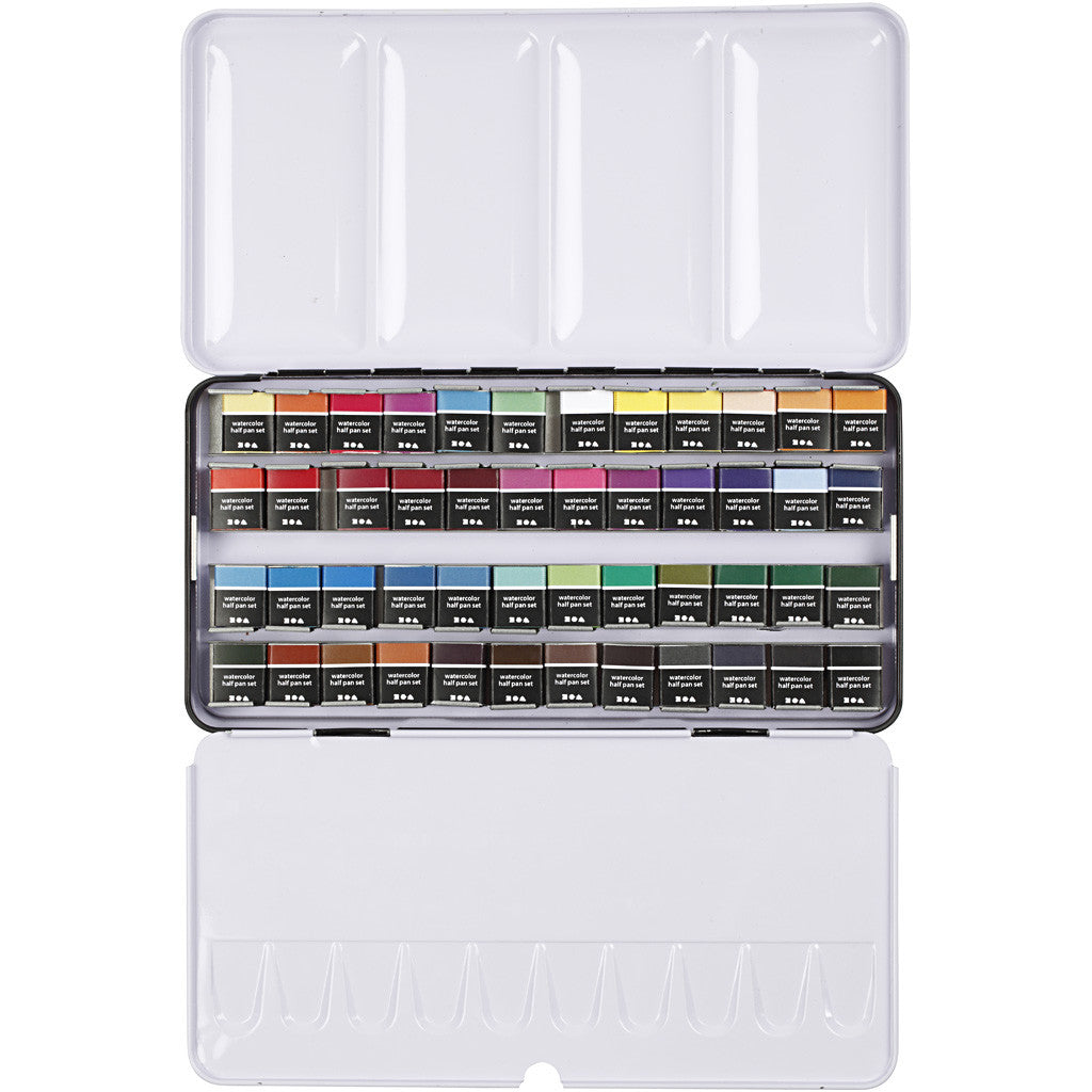Art Watercolour, ½-pan, size 10x15x20 mm, standard colours, 48 colour/ 1 pack [HOB-34245]