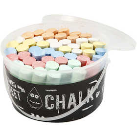 Street Chalk, size 2,5x12 cm, assorted colours, 50 pc/ 1 bucket [HOB-34468]