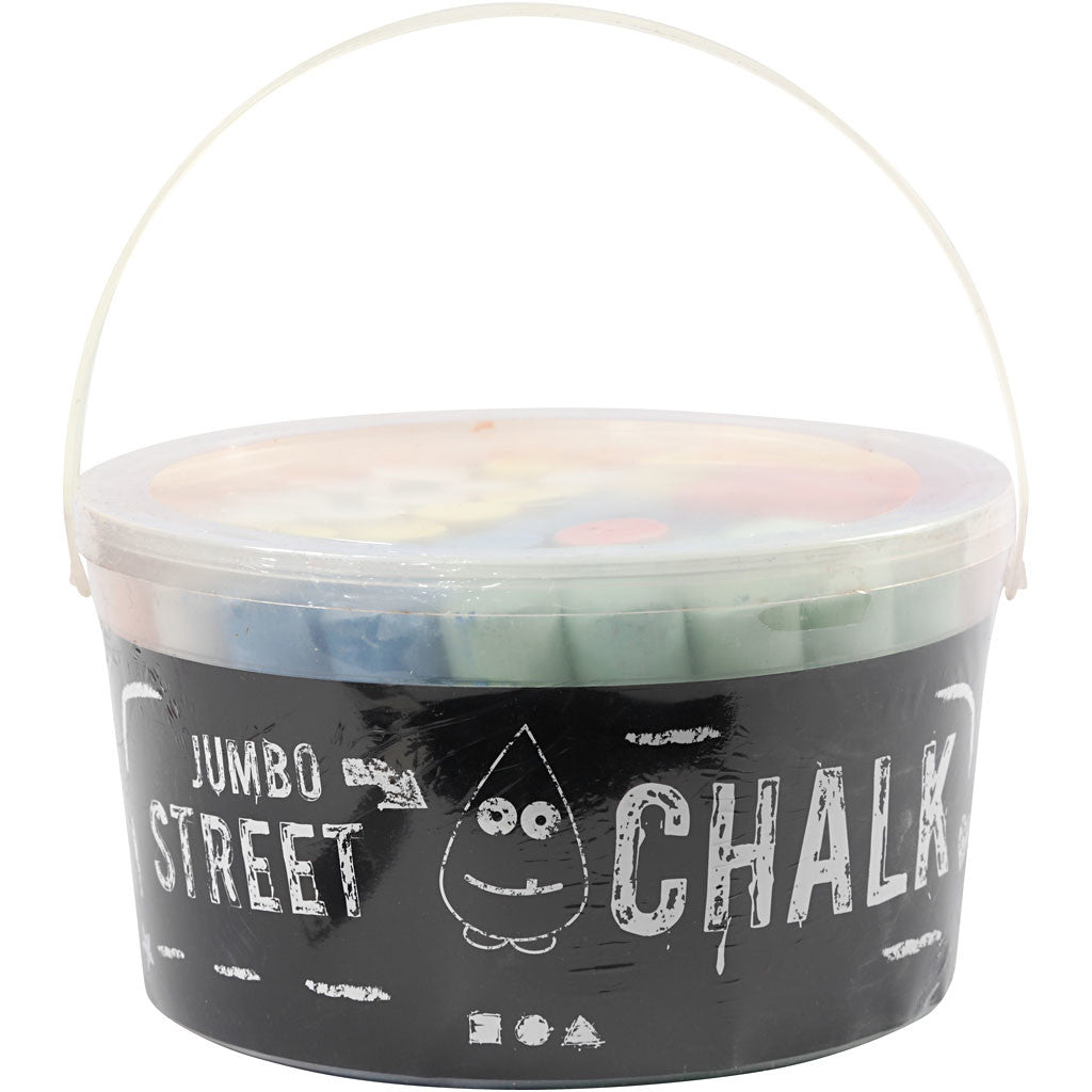 Street Chalk, size 2,5x12 cm, assorted colours, 50 pc/ 1 bucket [HOB-34468]
