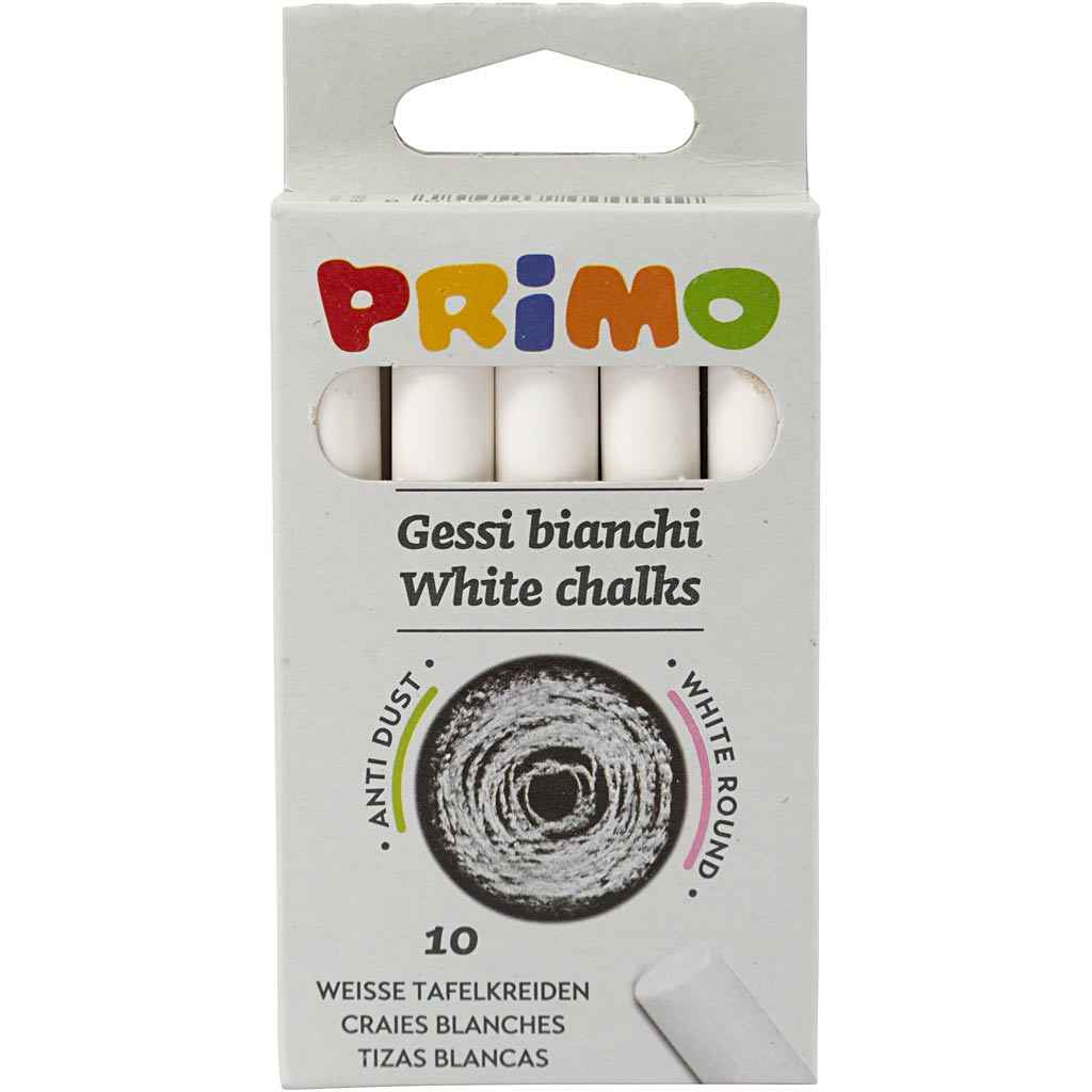 Chalkboard Chalk, L: 8 cm, dia. 10 mm, white, 10 pc/ 1 pack [HOB-344750]