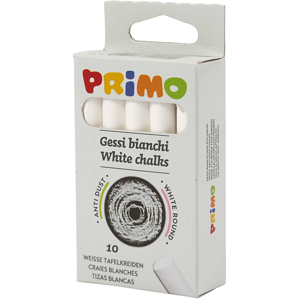 Chalkboard Chalk, L: 8 cm, dia. 10 mm, white, 10 pc/ 1 pack [HOB-344750]