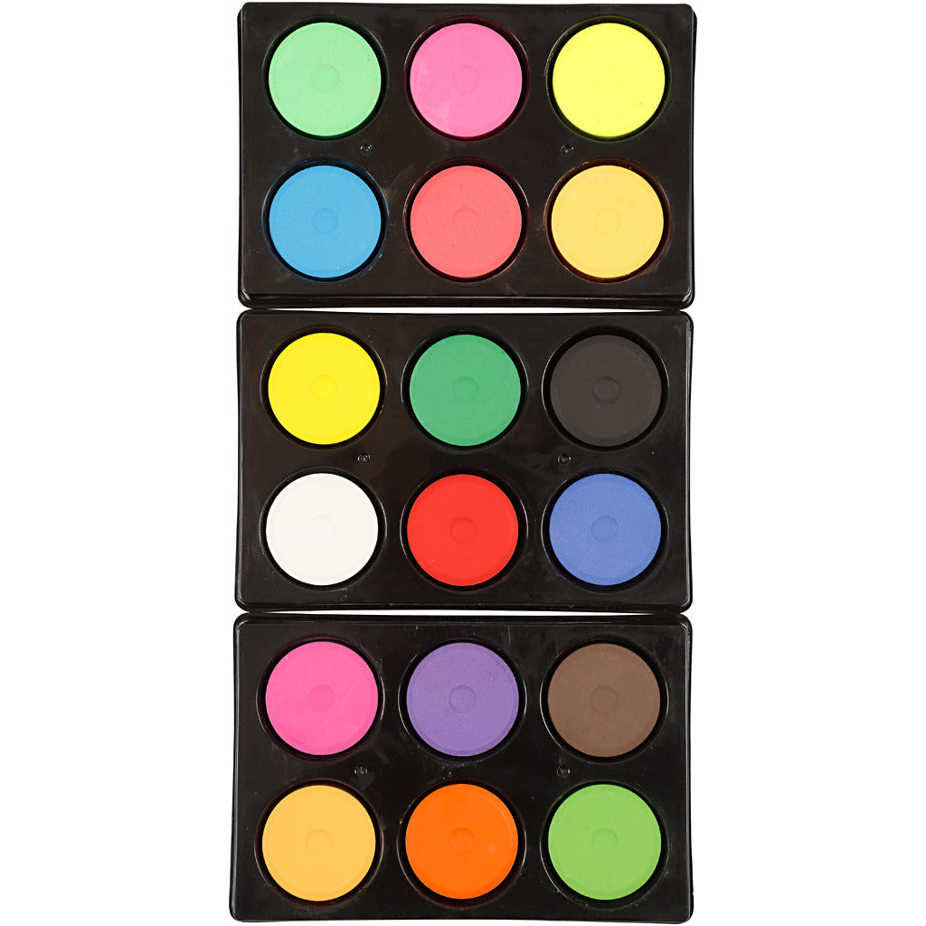Watercolours, H: 16 mm, dia. 44 mm, neon colours, additional colours, 1 pack [HOB-34495]