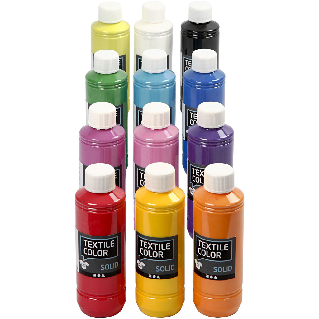 Textile Solid, opaque, assorted colours, 12x250 ml/ 1 pack [HOB-34626]
