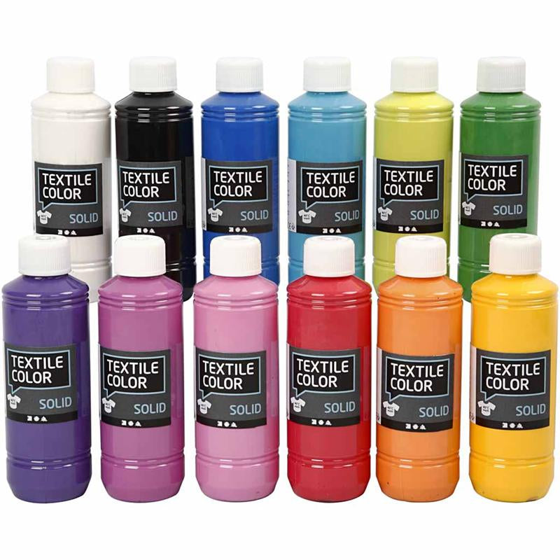 Solid Color Assorted Size Textile Solid, assorted colours, opaque, 12x250 ml/ 1 pack