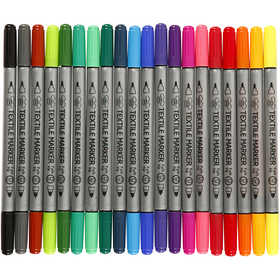 Textile markers, line 2,3+3,6 mm, standard colours, 20 pc/ 1 pack [HOB-34817]