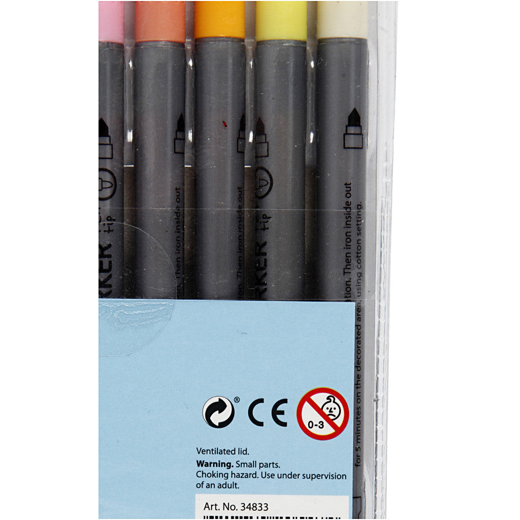 Textile markers, line 2,3+3,6 mm, additional colours, 20 pc/ 1 pack [HOB-34833]