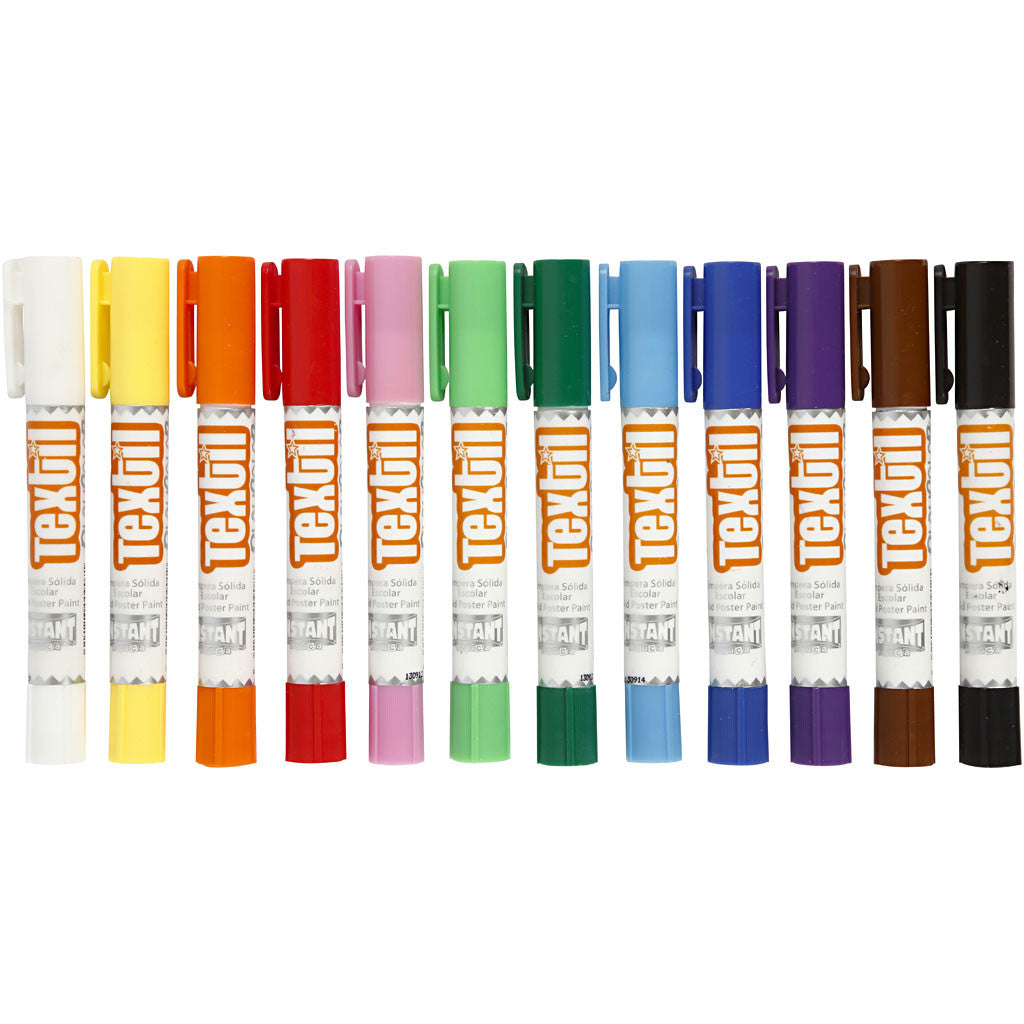 Playcolor Textile Marker, L: 14 cm, assorted colours, 5 g, 12 pc/ 1 pack [HOB-34860]