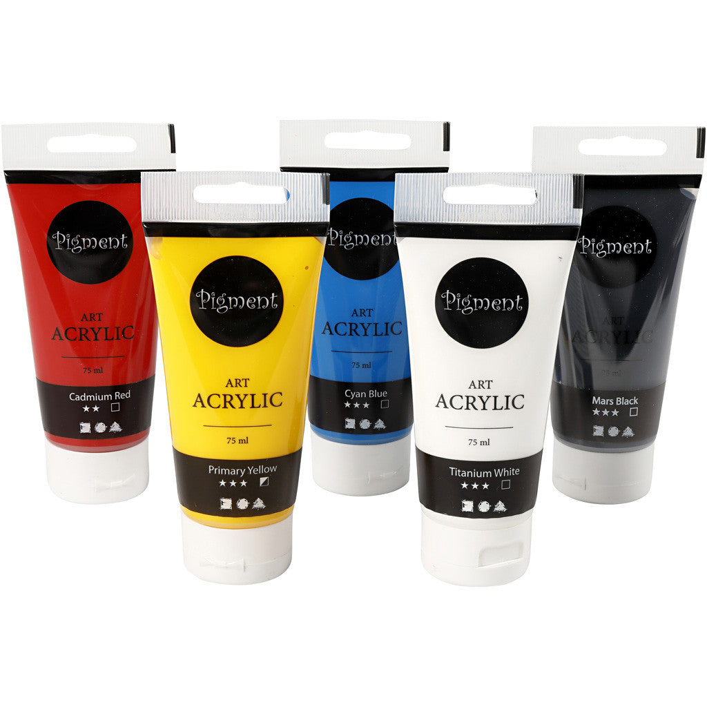 Art Acrylic, Color School, semi-glossy, assorted colours, 5x75 ml/ 1 pack [HOB-35135]